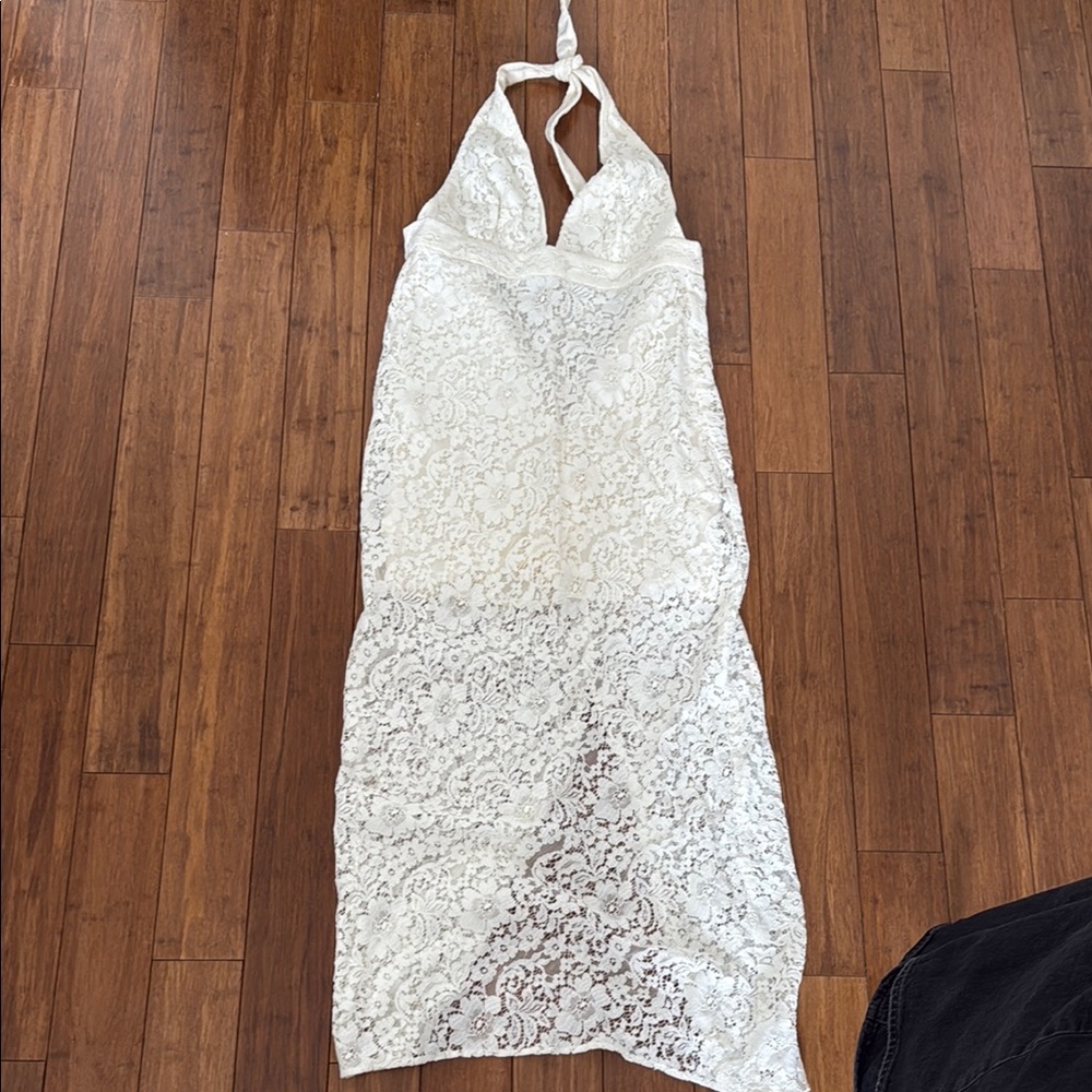 Reformation White Lace Halter Dress